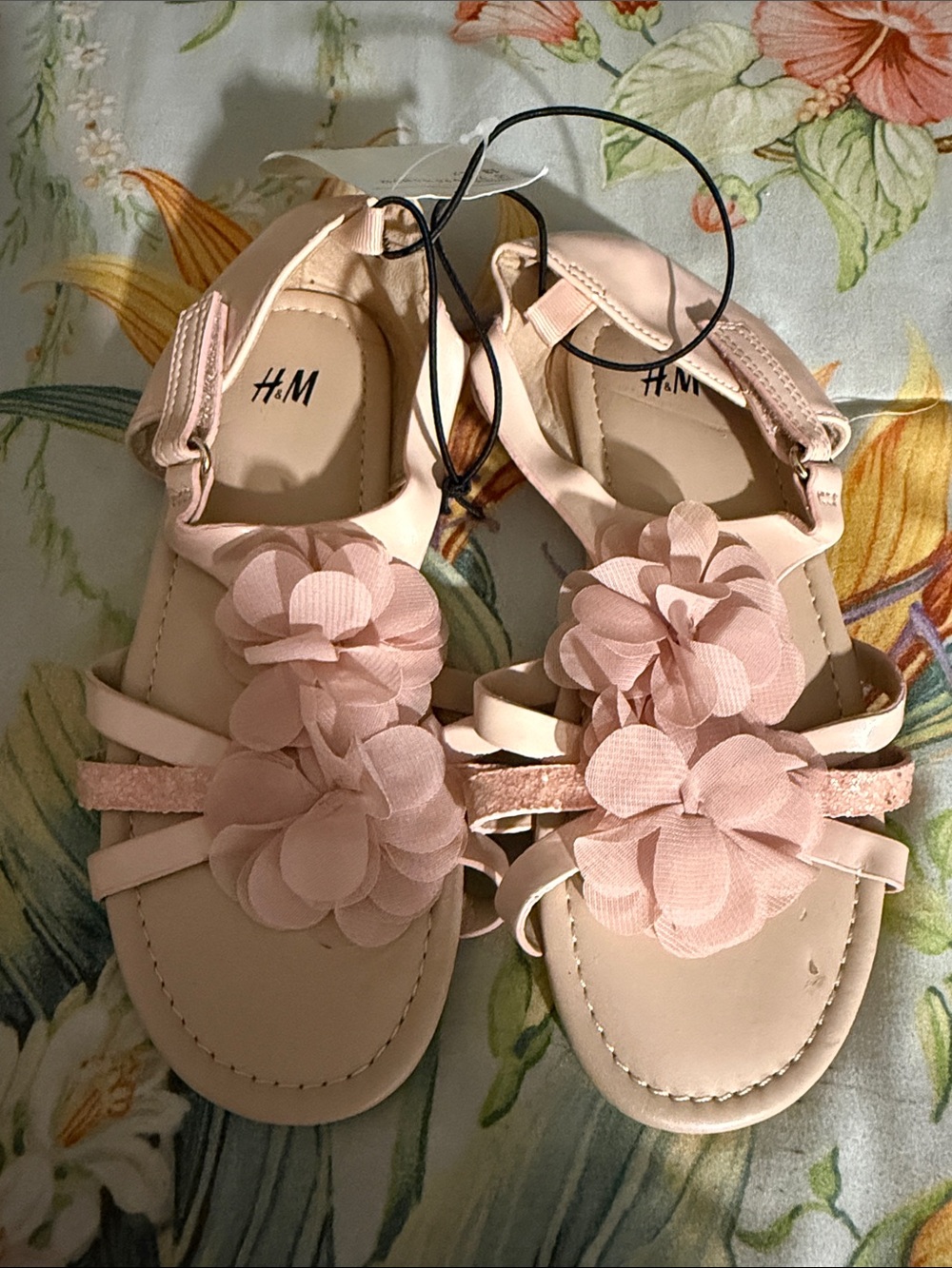 H&M Pink Floral Appliqué Girls' Sandals